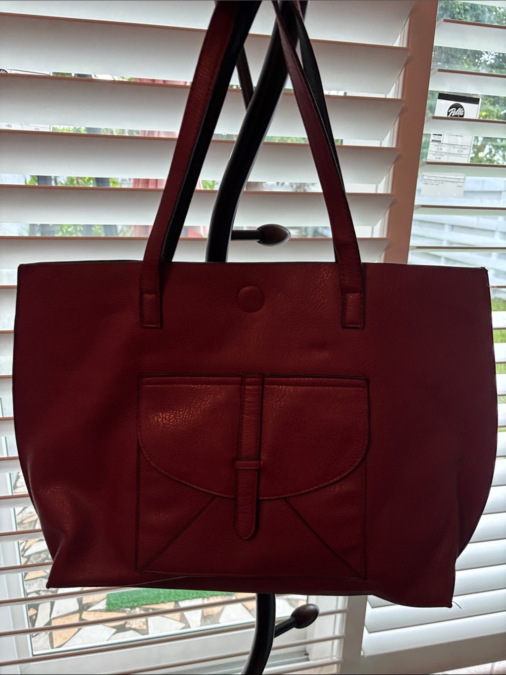 Women's leather look Tote Bag in Deep Burgundy
